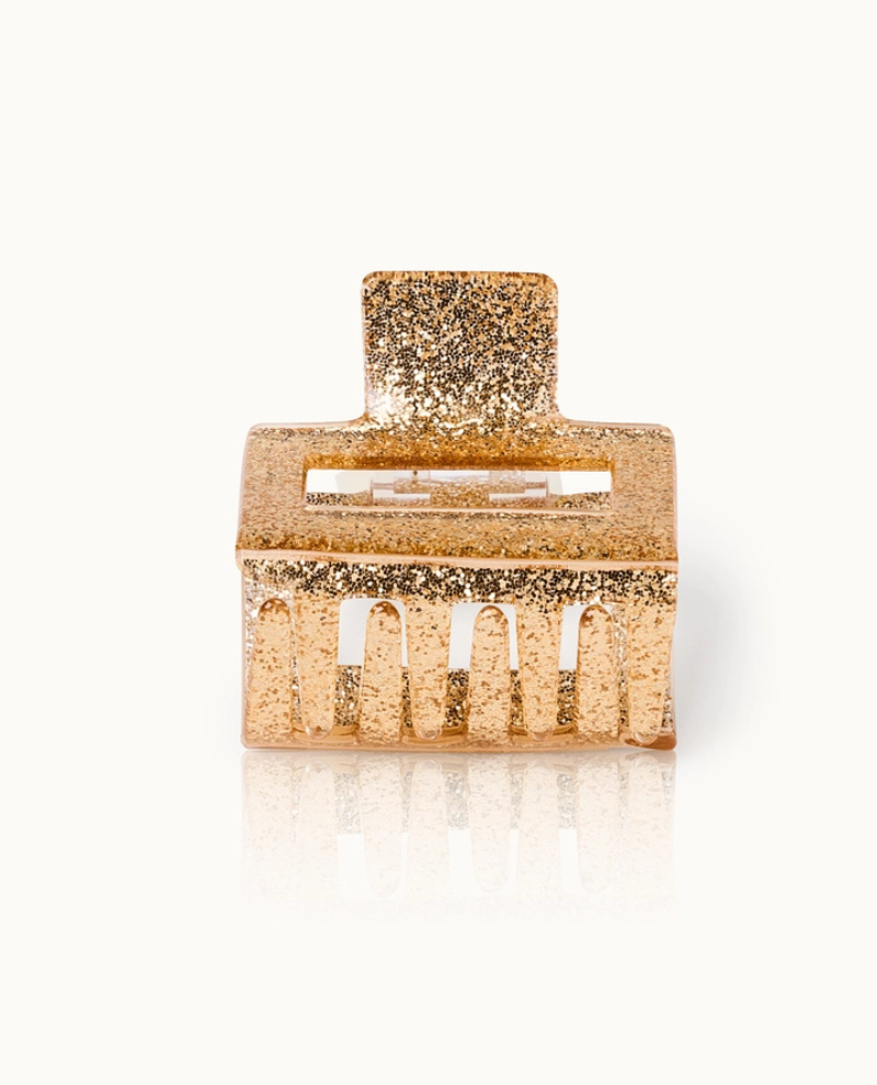 By Vivi Gold Glitter Square Hair Clip
