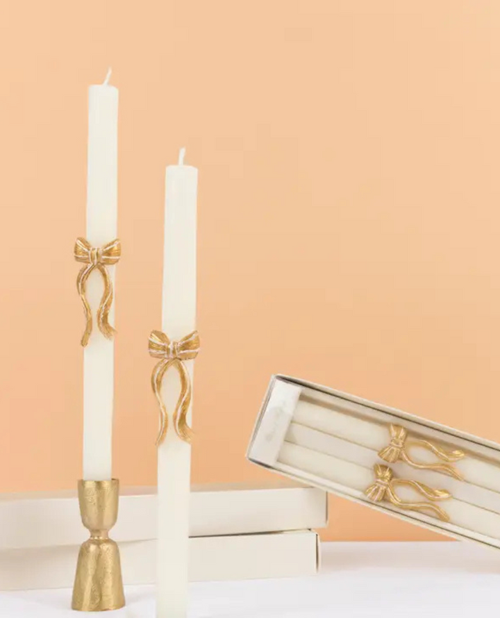 Meri Meri Gold Bow Candle Pair