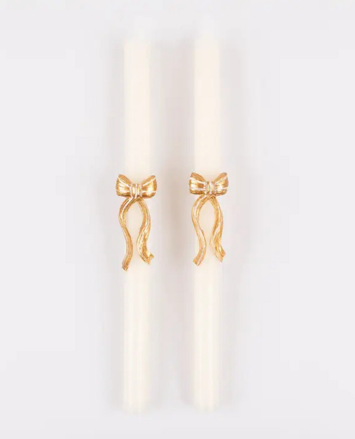 Meri Meri Gold Bow Candle Pair