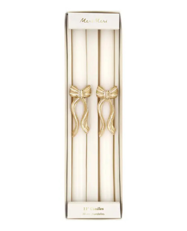 Meri Meri Gold Bow Candle Pair