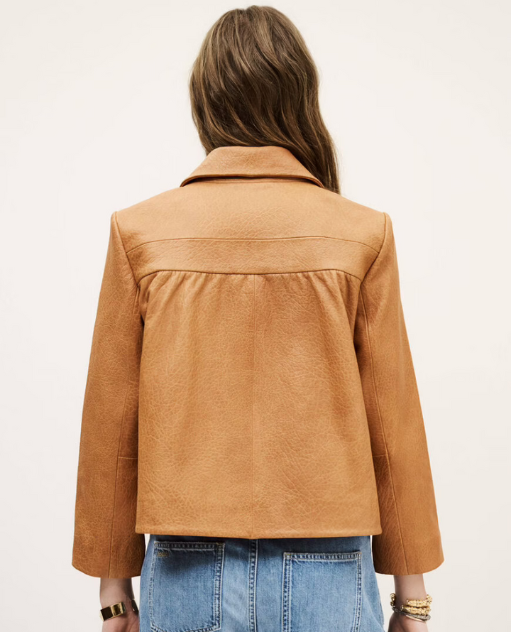 Ba&sh Bilos Caramel Brown Leather Jacket