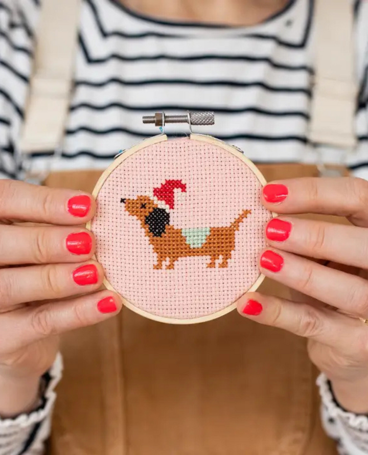 Cotton Clara Christmas Dachshund Cross Stitch Kit