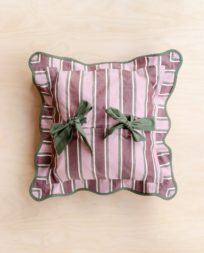 TBCo Pink Stripe Bow Cushion Cover Popup
