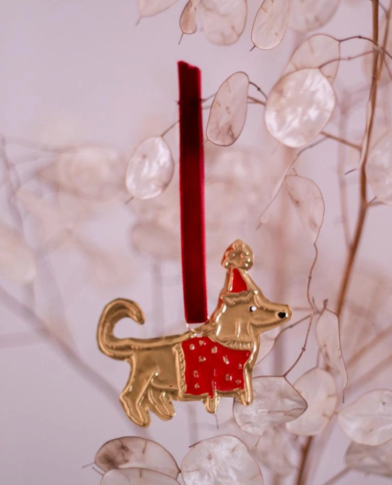 Meg Fatharly Embossed Tin Dog Decoration