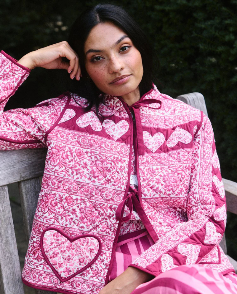 Pink City Prints Penny Burgundy Heart Jacket Biscuit Clothing