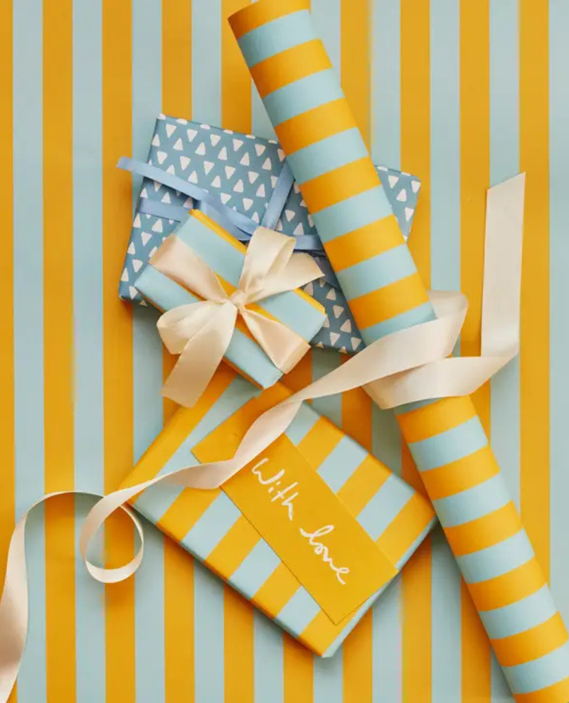 Heather & Evelyn Blue & Yellow Stripe Wrap