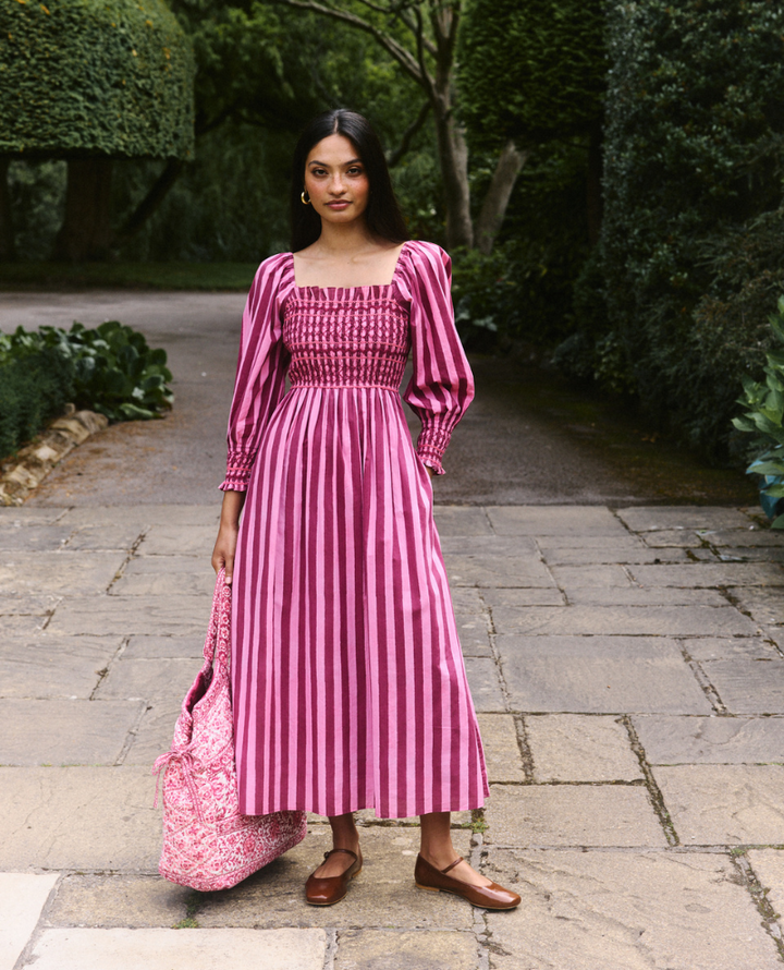 Pink City Prints Florence Pink Stripe Dress