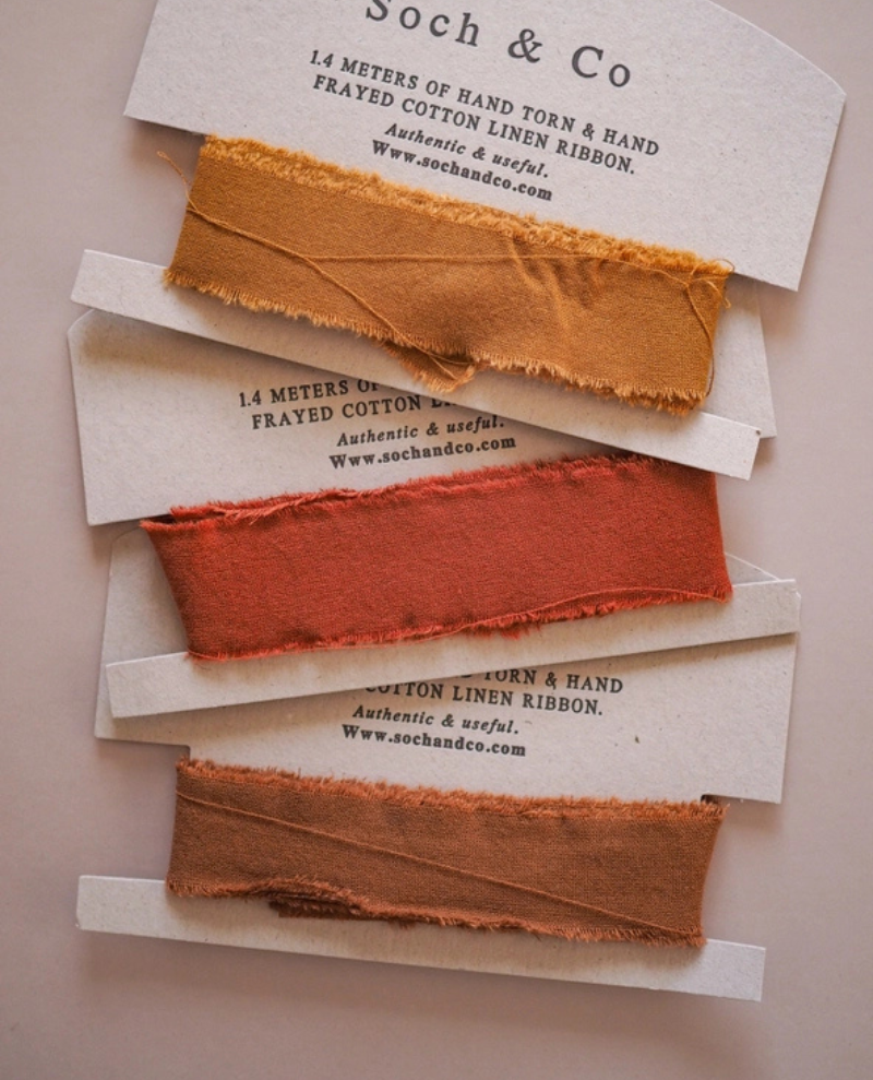 Soch and Co Hand Frayed Rust Ribbon
