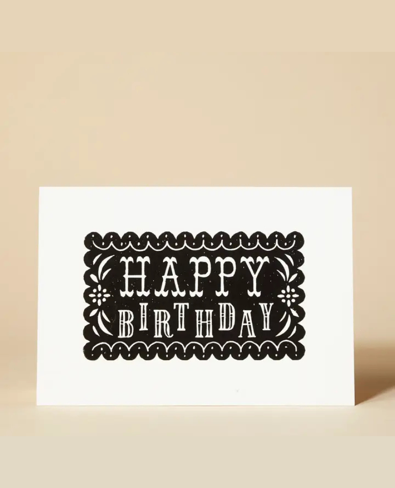 Pressed and Folded Happy Birthday Black Card