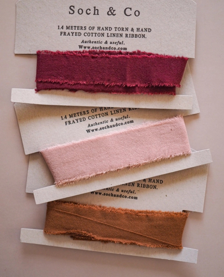 Soch and Co Hand Frayed Pink Ribbon