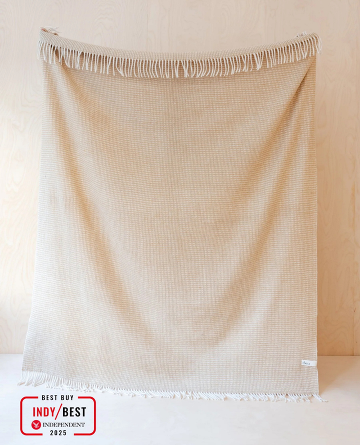 TBCo. Recycled Wool Neutral Waffle Blanket Popup