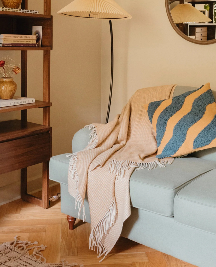 TBCo. Recycled Wool Neutral Waffle Blanket Popup