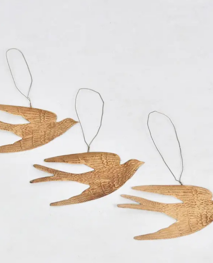 Lila Rasa Swallow Golden Ornament (set of 3)