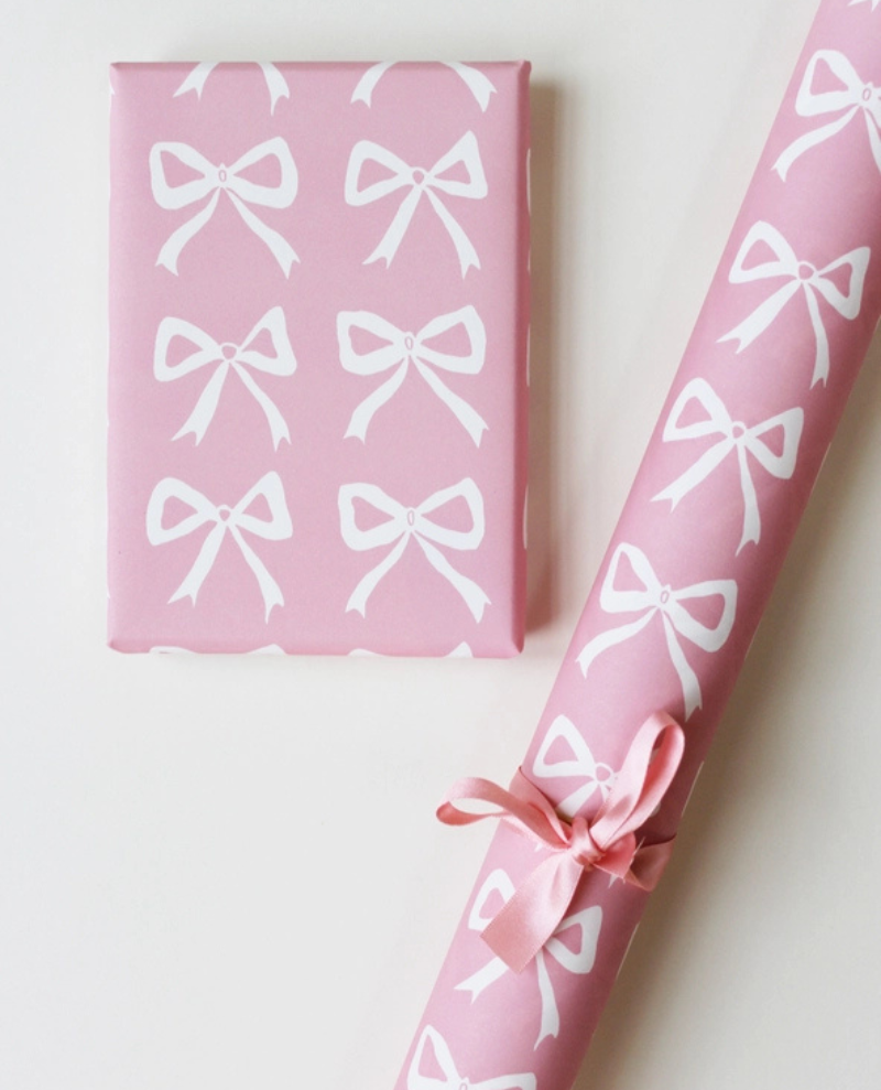 Heather Evelyn Pink Bow Gift Wrap