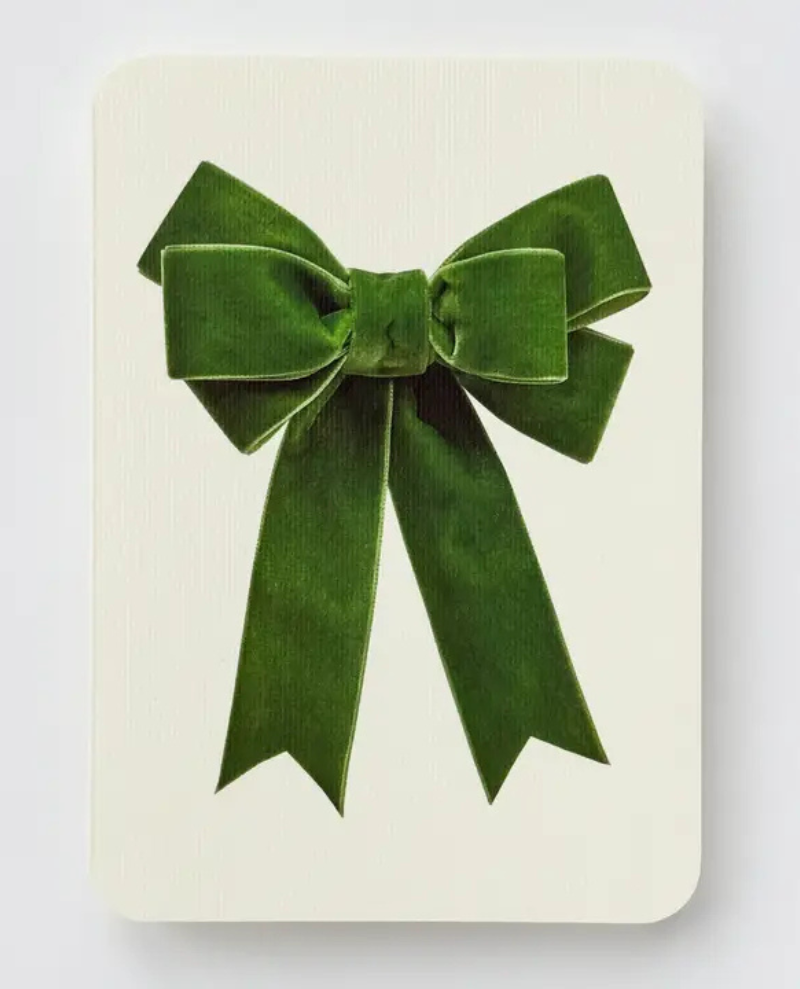 Canonbury Press Green Velvet Bow Greeting Card