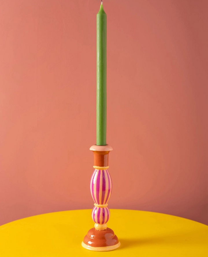 Ian Snow Pink Wooden Candle Holder