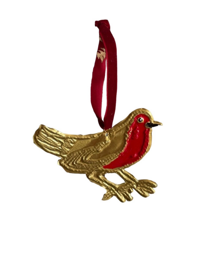 Meg Fatharly Embossed Tin Robin Decoration
