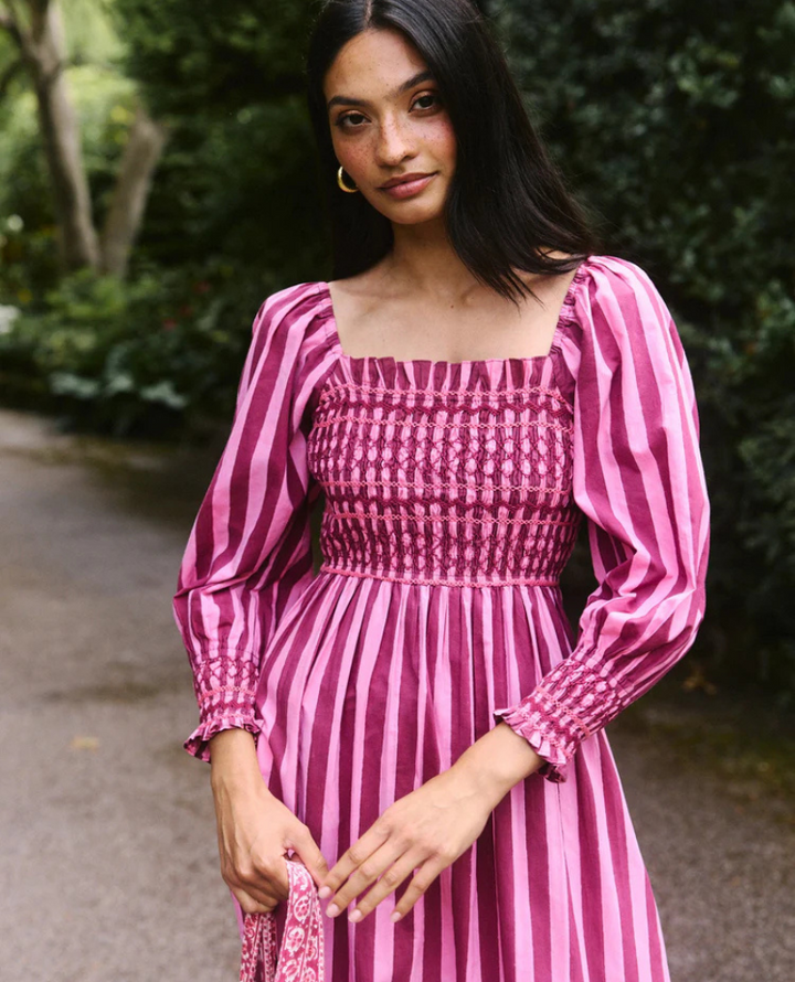 Pink City Prints Florence Pink Stripe Dress
