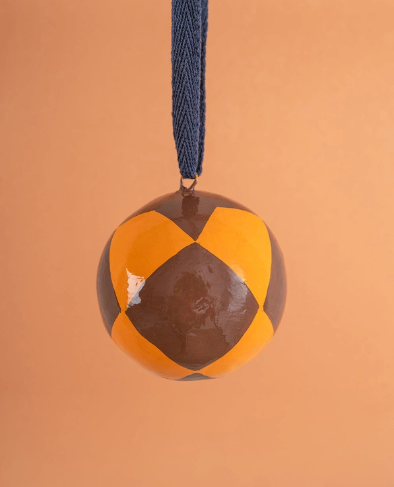 Ian Snow Caramel Orange Harlequin Bauble