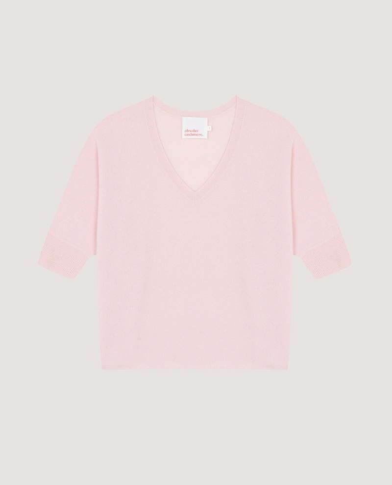 Absolut Cashmere Kate Ice Cream Pale Pink V-Neck Knit