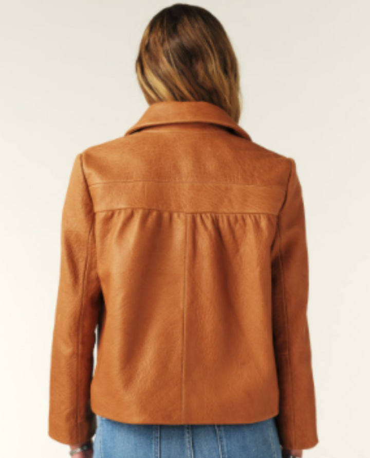 Ba&sh Bilos Caramel Brown Leather Jacket