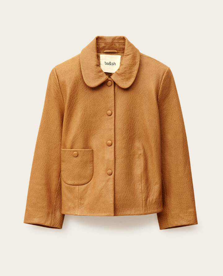 Ba&sh Bilos Caramel Brown Leather Jacket