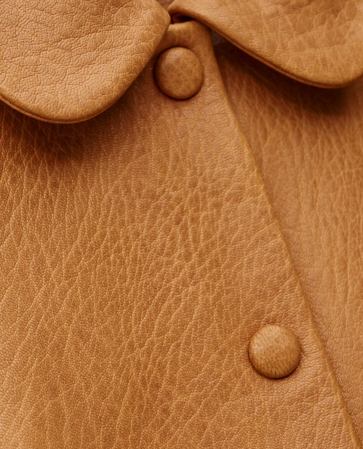 Ba&sh Bilos Caramel Brown Leather Jacket