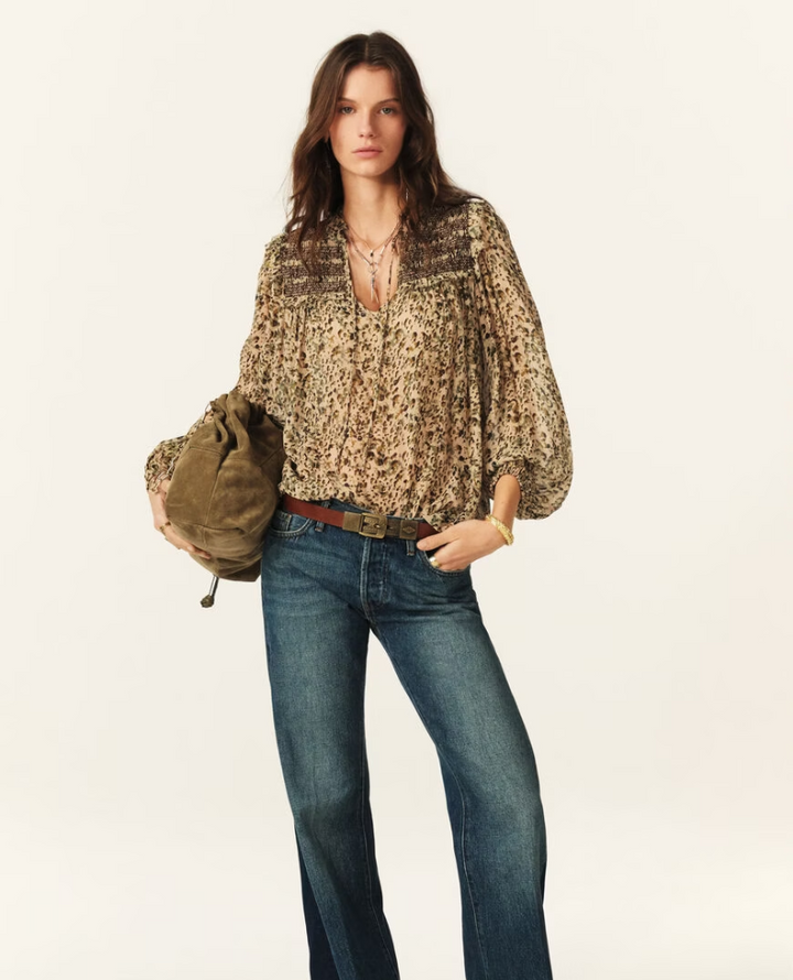 Ba&sh Capucine Ecru Print Blouse