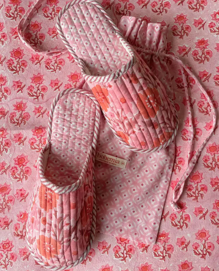 Bohemia Design Vintage Pink Block Print Slippers
