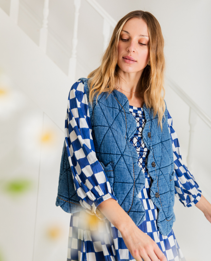 Bonte Estelle Mid Denim Gilet Waistcoat