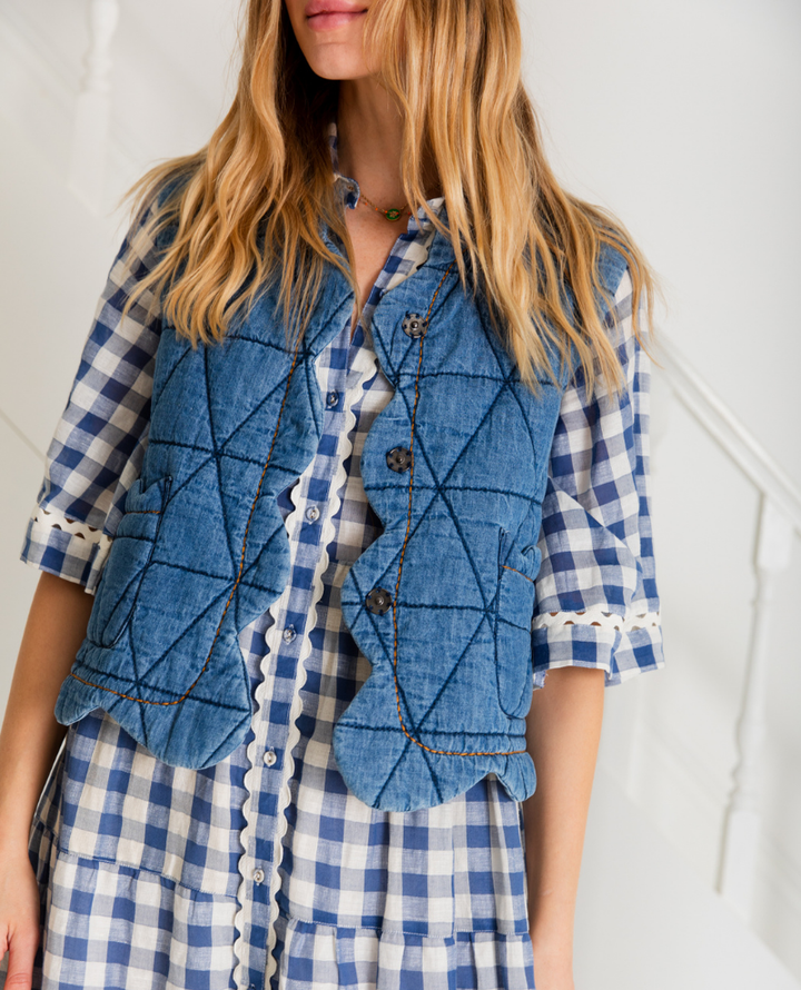 Bonte Estelle Mid Denim Gilet Waistcoat