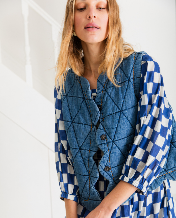 Bonte Estelle Mid Denim Gilet Waistcoat