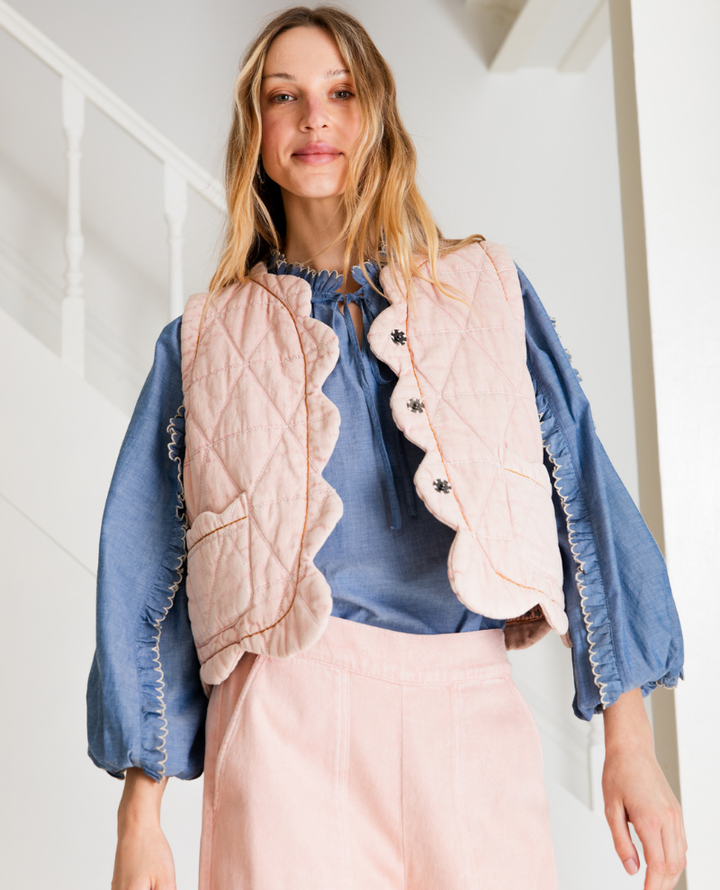 Bonte Estelle Chalk Pink Gilet Waistcoat