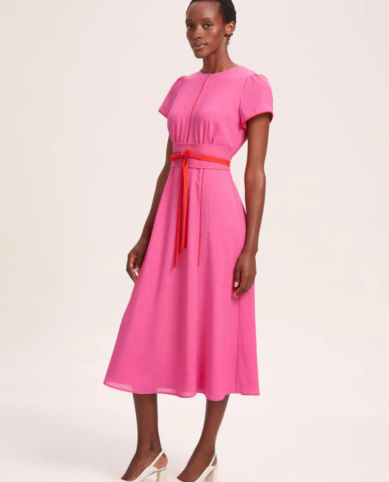 Cefinn Rosie Hot Pink Crimson Voile Maxi Dress