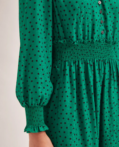 Cefinn Saskia Green Polka Dot Maxi Dress