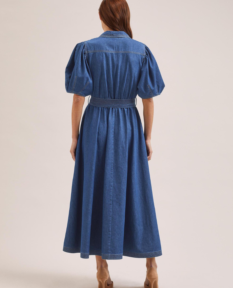 Cefinn Wren Light Blue Denim Maxi Dress