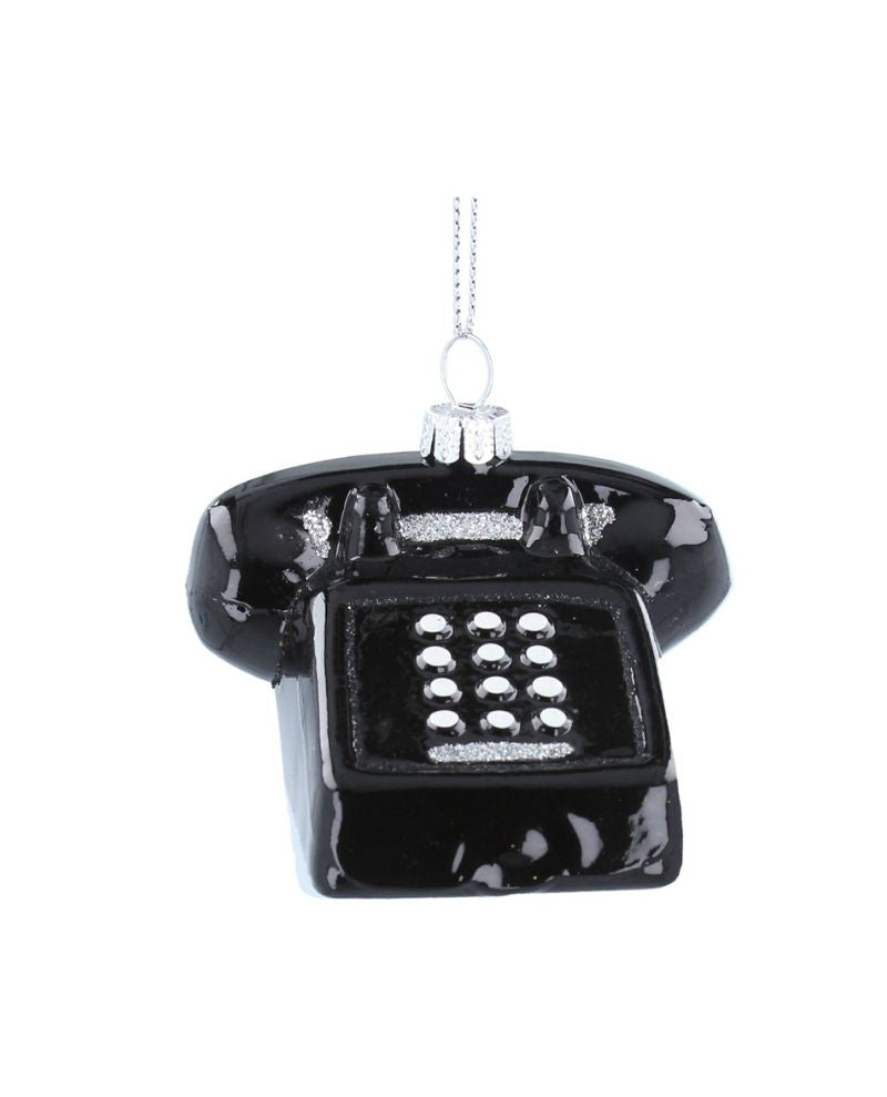 Gisela Graham Glass Black Telephone Decoration