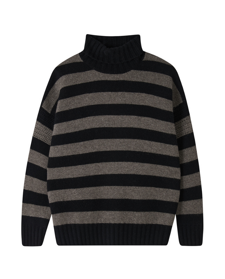 Jumper1234 Stripe Breton Black Mull Rollneck Knit