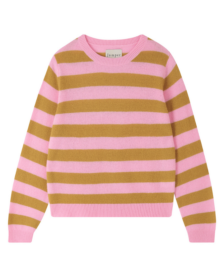 Jumper1234 Stripe Candy Mustard Crew Knit