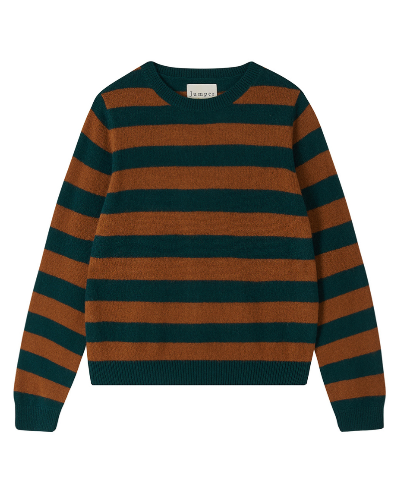 Jumper1234 Stripe Sacramento Brown Crew Knit