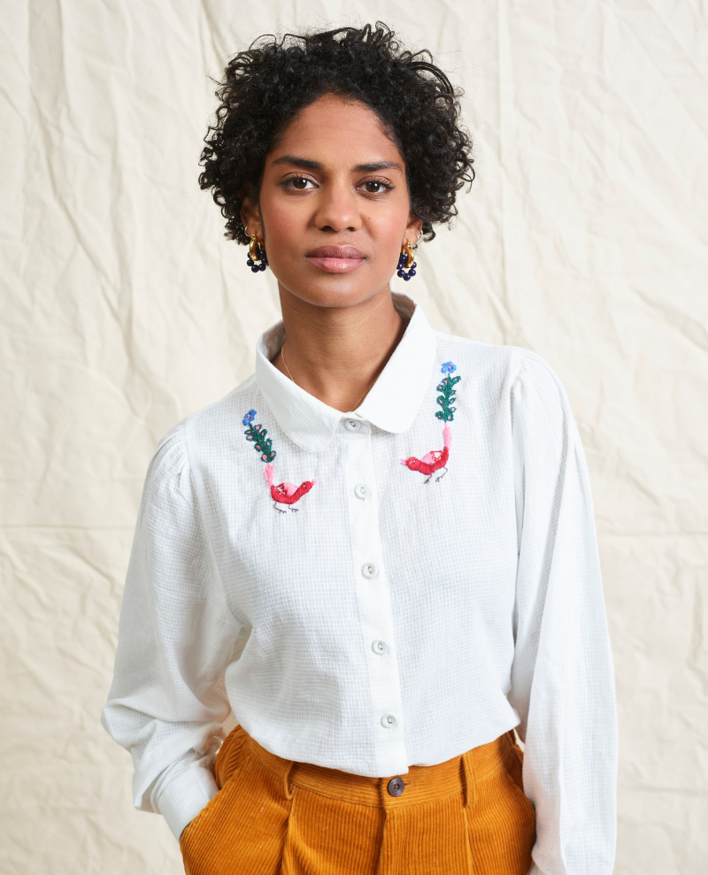 Lowie Checked Embroidered Blouse