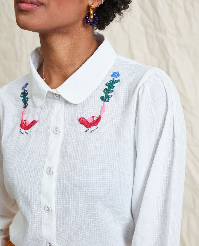 Lowie Checked Embroidered Blouse