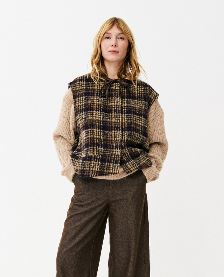 Maison Anana Piat Brown Check Gilet