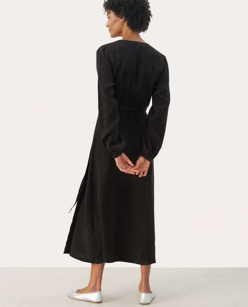 Part Two Elinora Black Linen Dress
