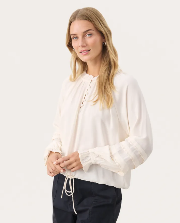 Part Two Naracha Cream Frilly Blouse