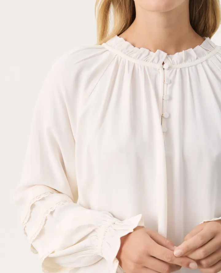 Part Two Naracha Cream Frilly Blouse