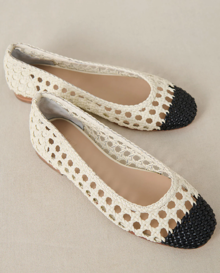 Petite Mendigote Coralie Cream Woven Ballet Pumps