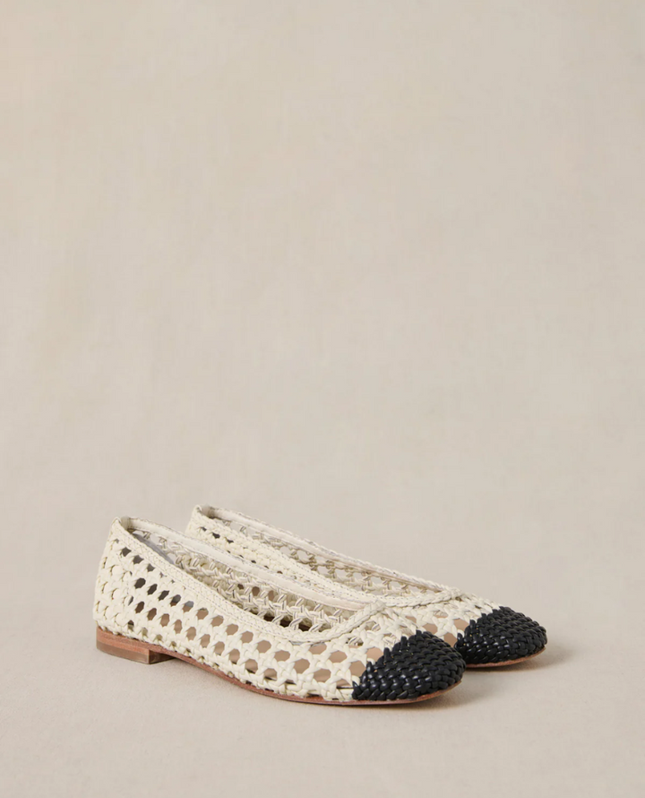 Petite Mendigote Coralie Cream Woven Ballet Pumps