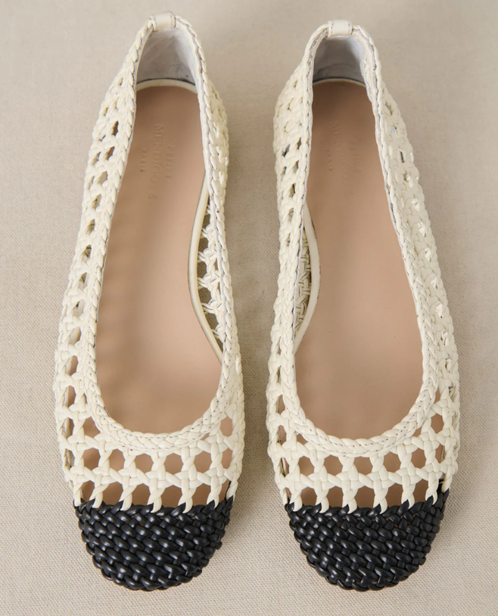 Petite Mendigote Coralie Cream Woven Ballet Pumps