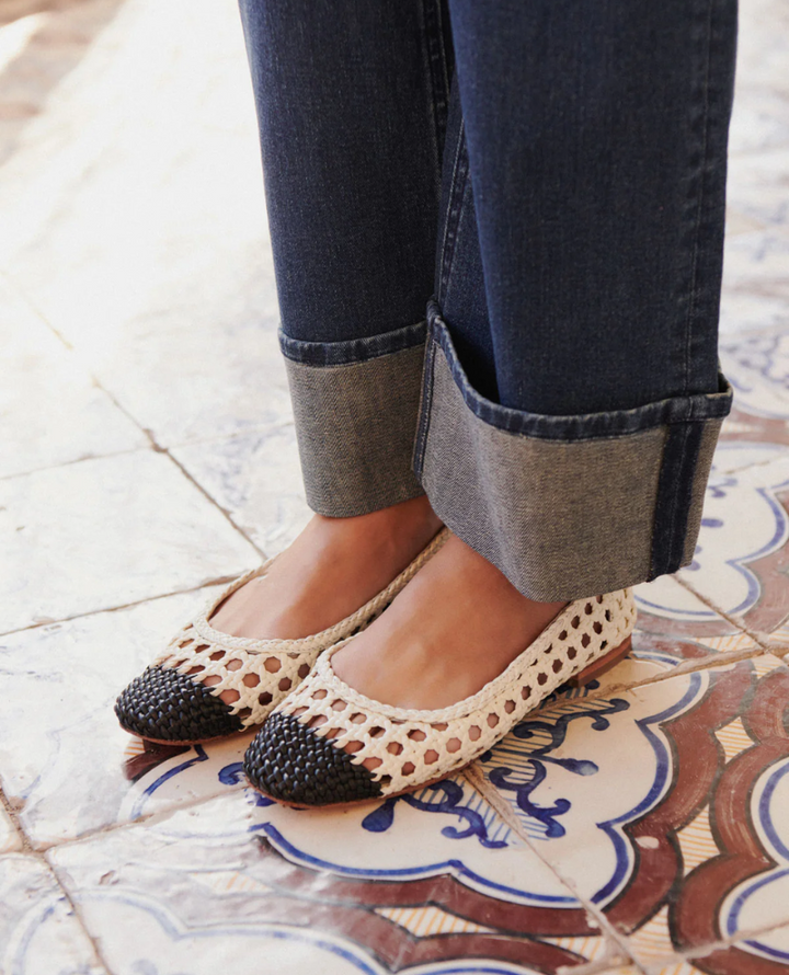 Petite Mendigote Coralie Cream Woven Ballet Pumps